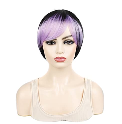 Perücken Frauen Perücken Farbe Kurze Glatte Haare Perücken Natürliche Perücken Synthetische Perücke Pixie Cut Perücken Perücken Damen (Color : F, Size : A) von NESPIQ