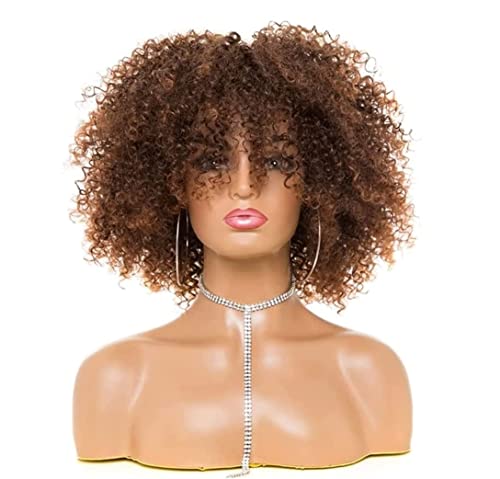 Perücken Lockige Perücken 70er Afro-Perücken Für Schwarze Frauen,synthetische Afro-lockige Blonde Perücken Für Frauen Perücken Damen (Color : Brown, Size : 13in) von NESPIQ