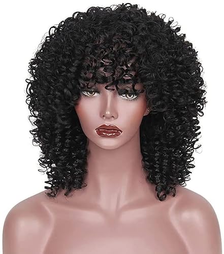 Perücken Wig Wavy Black Perücken Chemische Faser Matte Material Explosive Curls Perücke for den täglichen Party Verwenden Sie Modeperücken Perücken Damen (Color : B, Size : 12 Inch) von NESPIQ