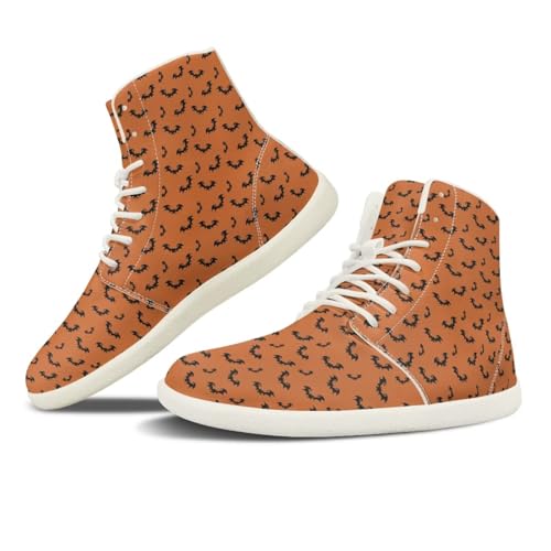 NETILGEN Barfußschuhe für Damen, Halloween-Fledermaus-Muster, High-Top-Jogging-Sneaker zum Schnüren, Bequeme, rutschfeste Tennisschuhe mit Zero-Drop-Sohle NETILGEN Barfußschuhe für Damen, Halloween-Fledermaus-Muster, High-Top-Jogging-Sneaker zum Schnüren, Bequeme, rutschfeste Tennisschuhe mit Zero-Drop-Sohle von NETILGEN