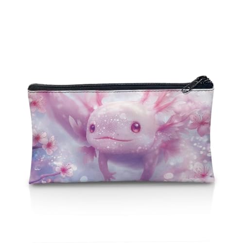 NETILGEN Federmäppchen für Jungen, Mädchen, Kinder, Schreibwaren, Schulbedarf für Grundschule, Axolotl Pink Flower, Einheitsgröße, Lässiger Tagesrucksack von NETILGEN