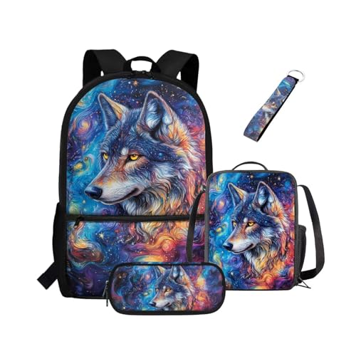 NETILGEN Schulranzen-Set für Kleinkinder, Jungen, Kinder, Rucksack, Teenager, Büchertasche mit Lunchbox, Federmäppchen, Schlüsselanhänger, lässiger Rucksack, Tagesrucksack, Grundtasche, Mitteltasche NETILGEN Schulranzen-Set für Kleinkinder, Jungen, Kinder, Rucksack, Teenager, Büchertasche mit Lunchbox, Federmäppchen, Schlüsselanhänger, lässiger Rucksack, Tagesrucksack, Grundtasche, Mitteltasche von NETILGEN