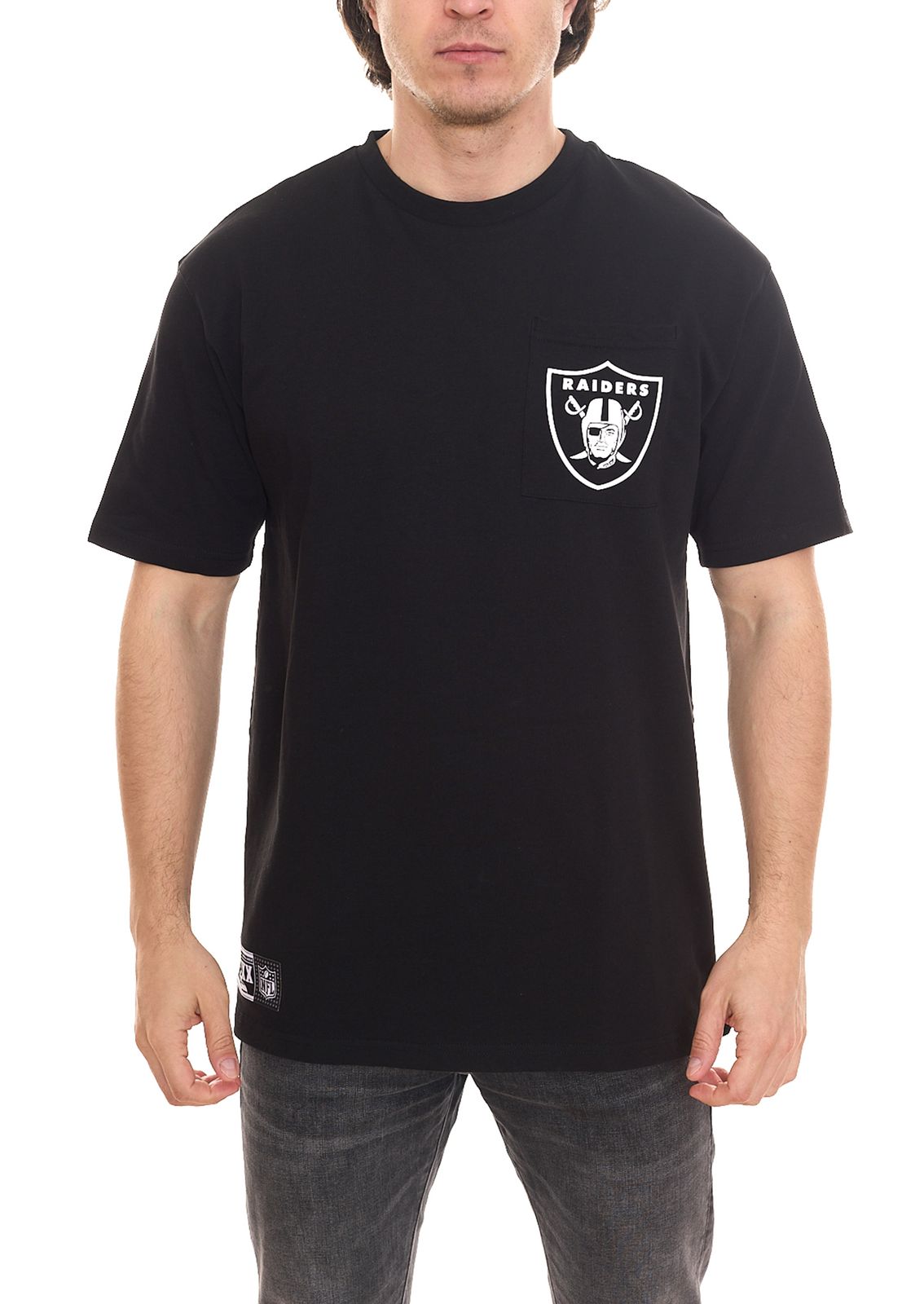 NEW ERA NFL New Las Vegas Raiders Box Logo Herren Baumwoll-Shirt trendiges Kurzarm-Shirt Oversized 12553287 Schwarz von NEW ERA