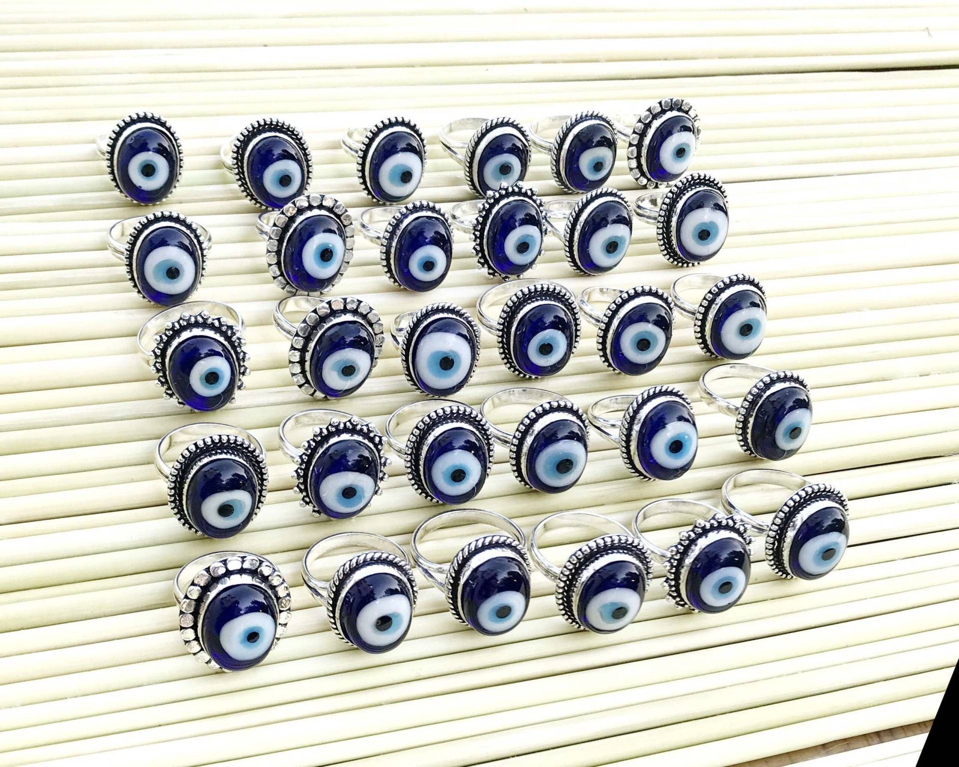 Evil Eye Ringe, Hippie Kristall Boho Chunky Zierliche Handgemachte Edelstein Frauen Ringe Schmuck von NEWCELLECTION