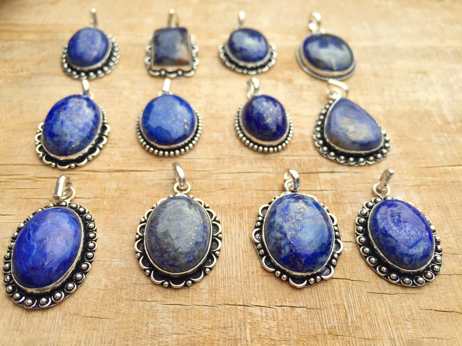 Natürlicher Lapislazuli-Anhänger, Lapis-Schmuck, Versilberter Halsketten-Anhänger, Damen-Schmuck, Geburtstagsgeschenk-Schmuck, Naturstein-Schmuck von NEWCELLECTION