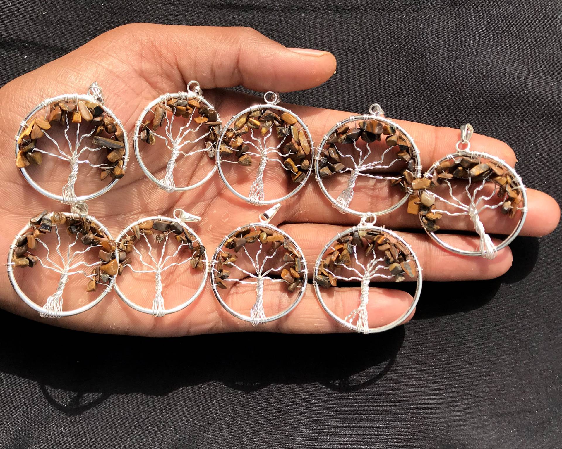 Tigerauge Halskette Anhänger, Kristall Silber Draht Wickel Baum Des Lebens Halskette, Handgemachte Wire Wrapping Schmuck von NEWCELLECTION