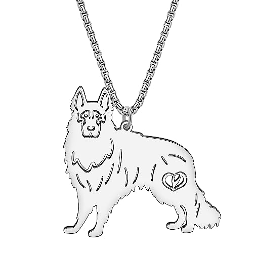 NEWEI Cute Halskette Hund Anhänger 18K Gold Plattiert Edelstahl Mode Haustier Hundeschmuck Geschenke Für Frauen Mädchen Hund Mama Einstellbar Charms (Deutscher Schäferhund Versilbert) von NEWEI