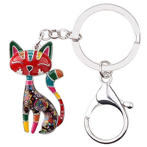 NEWEI Süß Emaille Katze Schlüsselanhänger Anhänger Katzen Dekor für Damen Mädchen Kinder Geldbörse Tasche Charms (Mehrfarbig) von NEWEI