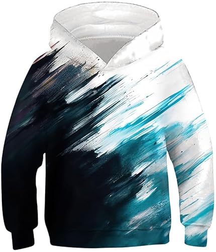 NEWISTAR 3D Graffiti Pullover Kinder Jungen Mädchen Hoodie Sweatshirt 3D Farbmalerei Druck Unisex Langarm Kapuzenpullover Coole Pulli Sweatshirt Lustige Bunte Pullover 6-7 Jahre von NEWISTAR