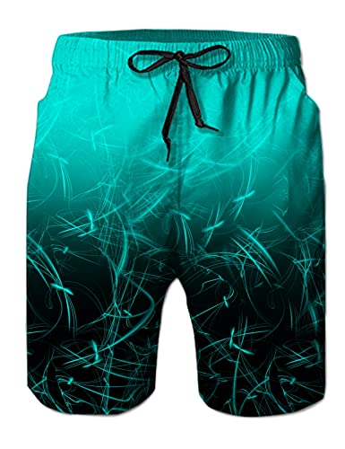 NEWISTAR Badehose Herren Lang Freizeit Hawaii Strand Badeshorts Männer Sommer Schnelltrocknend Shorts 3D Druck Funky Surfer Shorts mit Kordelzug Verfärbende Grün M von NEWISTAR