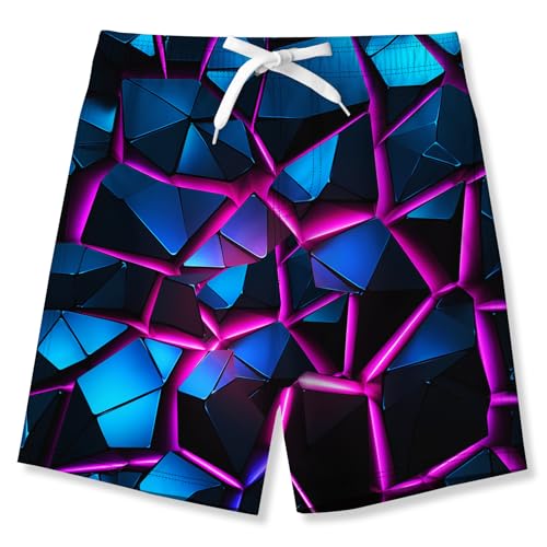 NEWISTAR Badehose Jungen Kinder Badeshorts Coole 3D Lava Muster Boarshorts Sommer Schnelltrocknend Badeshorts Hawaii Strand Surf Schwimmhose Urlaub Short Kurze Schwarz 8-9 Jahre von NEWISTAR