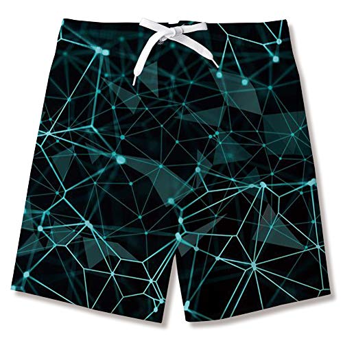 NEWISTAR Badehose Jungen Kinder Badeshorts Lustig 3D Geometrie Muster Boarshorts Sommer Schnelltrocknend Badeshorts Hawaii Strand Surf Schwimmhose Urlaub Short Kurze Blau 10-11 Jahre von NEWISTAR