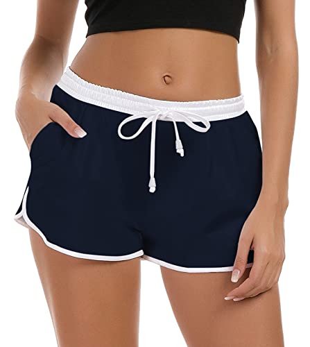 NEWISTAR Badehose Damen High Waist Locker Sommer Kurze Badeshort Freizeit Schnell Trocknendes Strand Shorts UV Sport Sommerhose Frauen Yogahose Gym Boardshorts mit Taschen,XL,48-50 von NEWISTAR