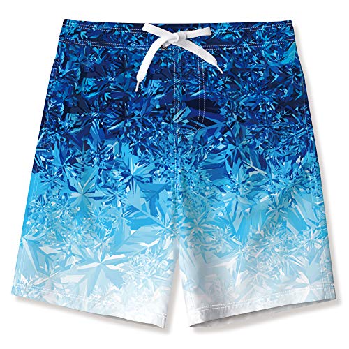 NEWISTAR Badehose Jungen Kinder Badeshorts Lustig 3D Kristall Muster Boarshorts Sommer Schnelltrocknend Badeshorts Hawaii Strand Surf Schwimmhose Urlaub Short Kurze Blau 10-11 Jahre von NEWISTAR