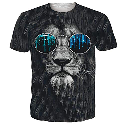 NEWISTAR Herren Lustiges Tshirt Männer 3D Gedruckt Löwe T-Shirt Sommer Casual Kurzarmshirt Rundhals Ausschnit Tees Outfit XL von NEWISTAR