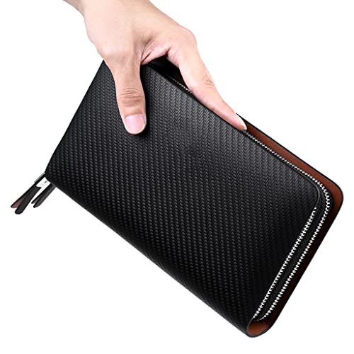 NEWNAN Herren-Geldbörse, Business, große Kapazität, Clutch-Bag, Clutch-Geldbörse, Doppelreißverschluss, Handtasche, Lange Herren-Geldbörse (Farbe: B, Größe: 19 x 9,5 cm) von NEWNAN