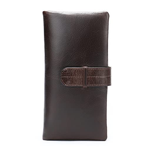 NEWNAN Reißverschluss Herren Lange Geldbörse Vintage Rindsleder Männliche Clutch Geldbörse Telefonkartenhalter Leder Herrenbrieftaschen (Farbe: A, Größe: 19 * 9 cm) von NEWNAN