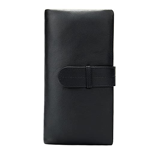 NEWNAN Reißverschluss Herren Lange Geldbörse Vintage Rindsleder Männliche Clutch Geldbörse Telefonkartenhalter Leder Herrenbrieftaschen (Farbe: A, Größe: 19 * 9 cm) von NEWNAN