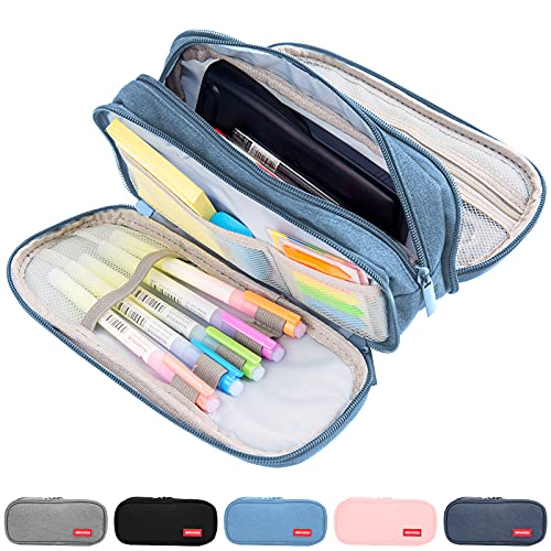 NEWUPZSI Federmäppchen blau Mäppchen Jungen Teenager 3 Fach Große Kapazität Federtaschen Weihnachten Geschenke für mädchen Kinder Etui Stifte Federmappe Pencil Case für College-Studenten Mädchen von NEWUPZSI