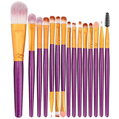 15-teiliges Make-up-Pinsel-Set, zum Verblenden von Rouge, Concealer, Augenbrauen, Augen, Kunstfaser, Make-up-Pinsel-Set, Make-up-Tool-Kit für Damen, komplettes Set von NGCG