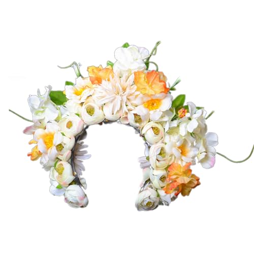 NGCG Buntes Blumen-Stirnband, doppelseitiger Haarkranz, Hochzeit, Party, Kostüm, Kopfschmuck für Braut, Damen, Haarschmuck, Hochzeit, Festival, Stirnband, Wie beschrieben von NGCG