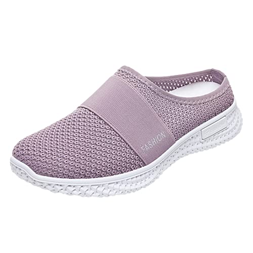 NHNKB Damen Slides Sandalen Hausschuhe Sommer Atmungsaktive Schnürschuhe für Damen, flache Freizeitschuhe, Unisex, leichte Arbeitsschuhe, sportliche, atmungsaktive Arbeitsschuhe (Purple, 37) von NHNKB