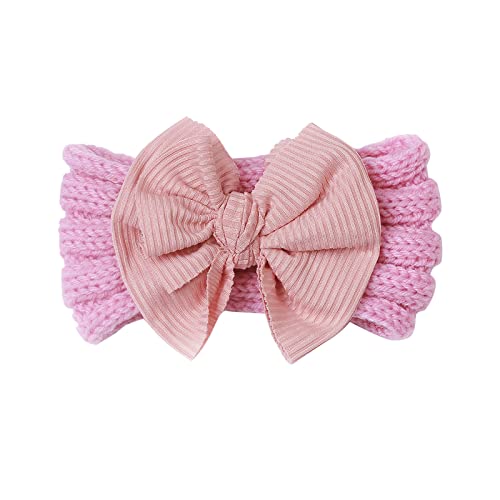 NHNKB Unisex Baby Stirnbänder Baby Haarschleifen Weiche Stirnbänder gestrickt Color Block Bowknot Haarband Kopfbedeckung Stirnband Baby Schleifen Haarband für Neugeborene, (Hot Pink, One Size) von NHNKB