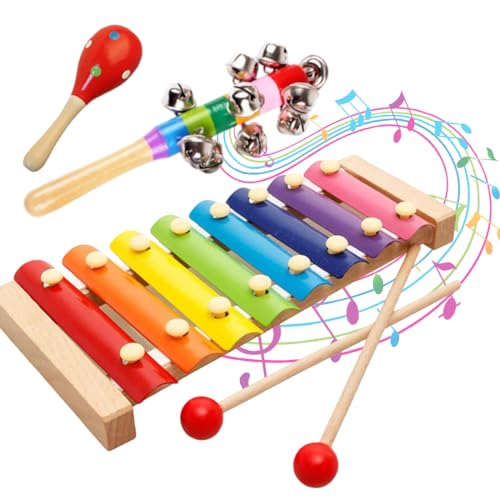 NHQZ Musikinstrumente Kinder Set - 3 Stück Percussion Holzspielzeug, Xylophon, Trommel, Rasseln,Montessori Musikspielzeug, Lernspielzeug und Geschenk für Kleinkinder und Kinder NHQZ Musikinstrumente Kinder Set - 3 Stück Percussion Holzspielzeug, Xylophon, Trommel, Rasseln,Montessori Musikspielzeug, Lernspielzeug und Geschenk für Kleinkinder und Kinder von NHQZ