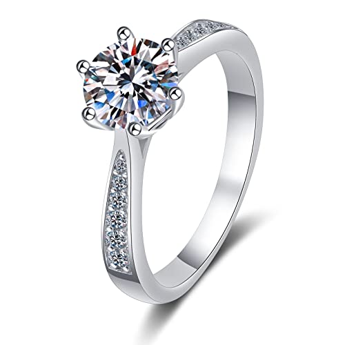 NHYHEHMR Promise Rings for Women, Dainty Rings for Women Classic 6 Prong Round Cubic Zirconia/Moissanite Wedding Ring NHYHEHMR Promise Rings for Women, Dainty Rings for Women Classic 6 Prong Round Cubic Zirconia/Moissanite Wedding Ring von NHYHEHMR