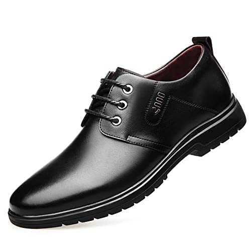 NIAVIS Anzugschuhe Business Herren, Lederschuhe Lackleder Hochzeit Derby Schnürschuhe Oxford Smoking Schuhe Herren Leder,schwarz,39 von NIAVIS