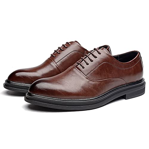 NIAVIS Business Herrenschuhe, Lederschuhe, Schnürschuhe, Oxford-Schuhe, Smoking Lackleder Hochzeit Derby Leder Brogue,braun,42 von NIAVIS