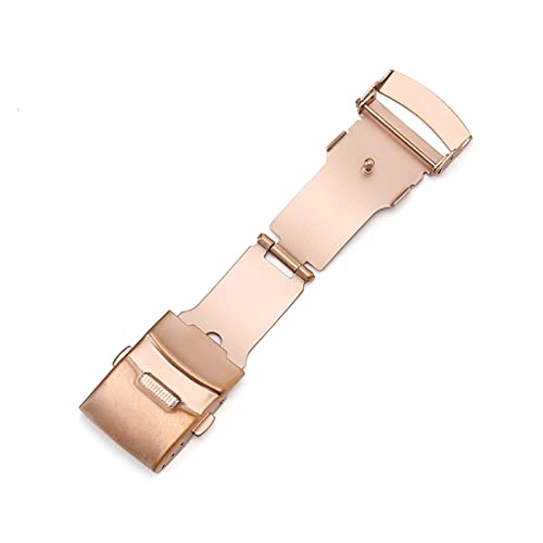 NIBOTT 16mm 18mm 20mm 22mm Edelstahl Doppelklicken Sie auf den Uhr Band Schnalle Männer Frauen Metall Falten Verschluss Zubehör Gold Rose Silber (Color : Rose gold, Size : 16mm) von NIBOTT