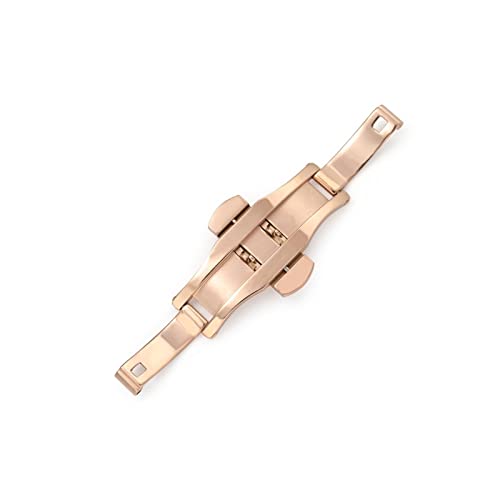 NIBOTT 19mm 21mm 23mm 25mm 27mm Uhr Band Schmetterlingsbereitstellung Schnalle Automatische Doppelklick Edelstahl-Schließer Metall Zubehör (Color : Rose Gold, Size : 19mm) von NIBOTT