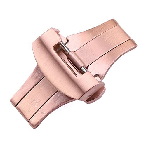 NIBOTT 20mm 22mm Uhren-Band-Schnalle Herren Silber Gold Schwarz Gebürstete Solide Edelstahl-Uhren-Armband-Bereitstellung Verschluss-Verschlussband-Zubehör (Color : Rose Gold, Size : 22mm) von NIBOTT