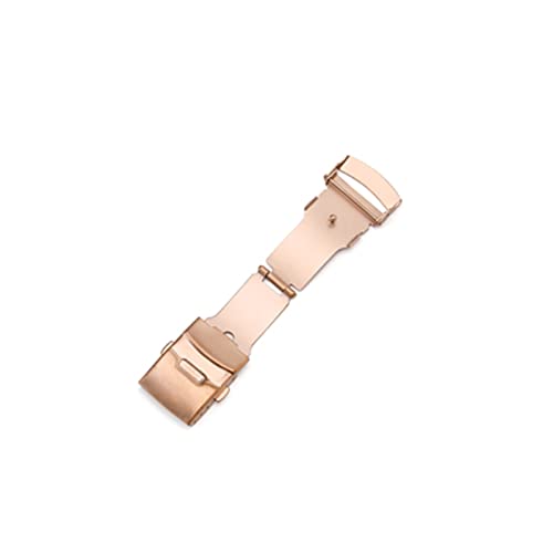 NIBOTT T08 Edelstahl Doppelpresse Sicherheitsuhr Zubehör Anschluss Universal Faltschnalle (Color : Rose gold, Size : 16mm) von NIBOTT