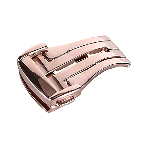 NIBOTT Verschlussuhr 16mm 18mm 20mm Schnalle Silber Gold Rosegold Polnisch 316L Edelstahlverschluss Fit for Silikon/Lederband Fit for Omega (Color : Rose-gold, Size : 16mm) von NIBOTT