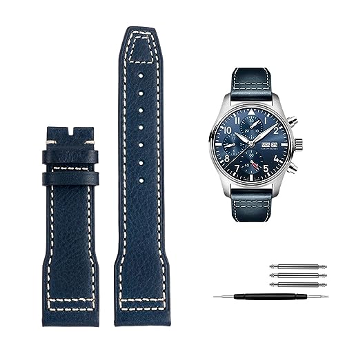 NIBYQ 20 mm / 21 mm italienisches Echtleder-Armband für IWC Big Pilot Spitfire Uhr, Rindsleder, Schwarz / Braun / Blau, 20 mm, Achat von NIBYQ