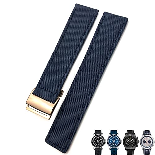 NIBYQ Uhrenarmband aus Segeltuch, Nylon, 22 mm, für Breitling Chronomat Navigtimer Superocean für Herren, Blau / Grün, 22 mm, Achat von NIBYQ