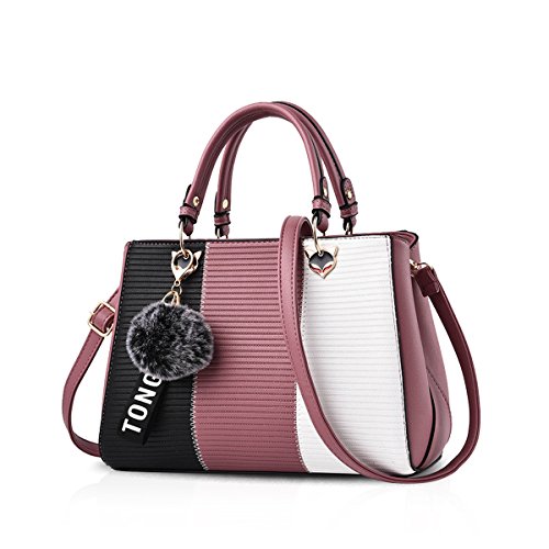 NICOLE & DORIS Damen Handtasche Umhängetasche Henkeltasche Kuriertasche Elegant Damen Handtaschen mit Kaninchen Pelz Kugel Plüsch Schlüsselring Pink 4 NICOLE & DORIS Damen Handtasche Umhängetasche Henkeltasche Kuriertasche Elegant Damen Handtaschen mit Kaninchen Pelz Kugel Plüsch Schlüsselring Pink 4 von NICOLE & DORIS