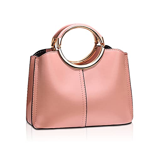 NICOLE & DORIS Damen Henkeltaschen Elegante Frauen Umhängetasche mit Top Griff Mehreren Fächern Designer Tasche Klein Mode Schultertasche Handytasche PU Leder Rosa von NICOLE & DORIS