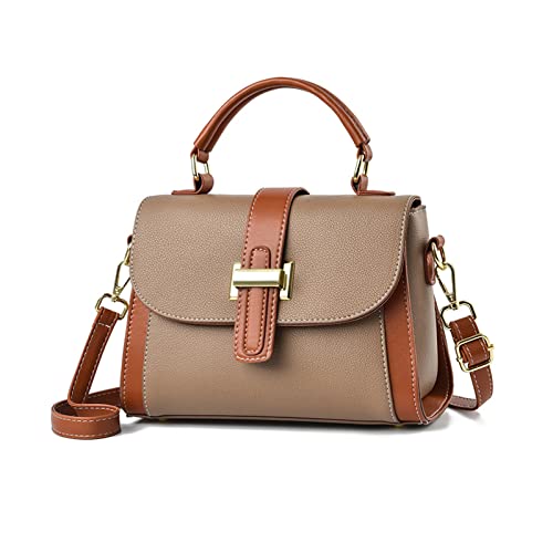 NICOLE & DORIS Kleine Handtasche Damen Mode Umhängetasche Elegant Schultertaschen PU Leder Satchel Handtasche Mehrfarbige Henkeltasche Mädchen Crossbody Bag Khaki von NICOLE & DORIS