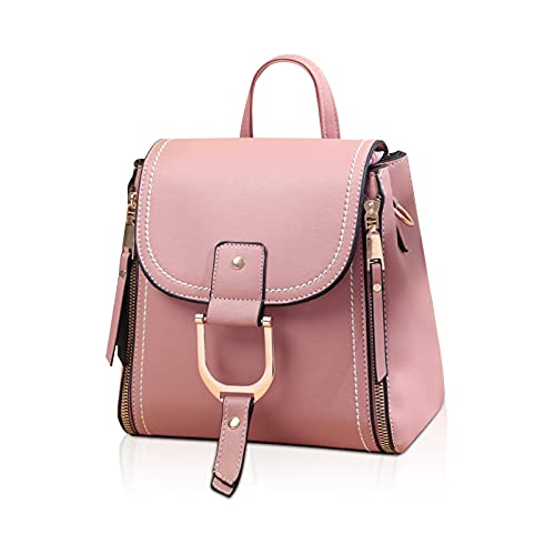 NICOLE & DORIS Rucksackhandtaschen Damen Rucksack Klein PU Leder Daypack Damen Mini Rucksack Mode Wasserdicht Frauen Reise Rucksack Handtasche Tagesrucksack für Mädchen Cityrucksack Rosa von NICOLE & DORIS