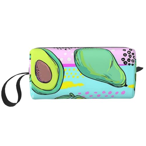 Bunte Handzeichnung Avocado, Make-up-Tasche, Kosmetiktasche, tragbare Reise-Kulturtasche, Make-up-Tasche, Organizer von NIHAPUDW