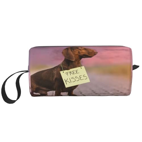 Dackelhunde mit Bretthunden Brauner Dackel, Make-up-Tasche, Kosmetiktasche, tragbare Reise-Kulturtasche, Make-up-Tasche, Organizer von NIHAPUDW