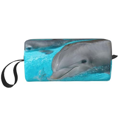 Delphin und Sein Baby, Make-up-Tasche, Kosmetiktasche, tragbare Reise-Kulturtasche, Make-up-Tasche, Organizer von NIHAPUDW