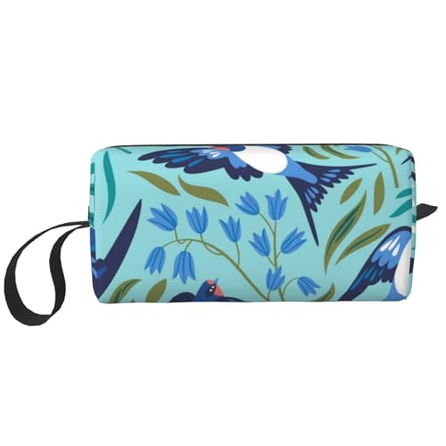 Fliegende Schwalben Frühlingsblumen, Make-up-Tasche, Kosmetiktasche, tragbare Reise-Kulturtasche, Make-up-Tasche, Organizer von NIHAPUDW