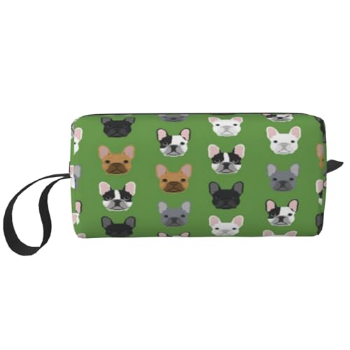 Französische Bulldoggen Frenchie Süßer Hund Hunde Hund Hund, Make-up-Tasche, Kosmetiktasche, tragbare Reise-Kulturtasche, Make-up-Tasche, Organizer von NIHAPUDW