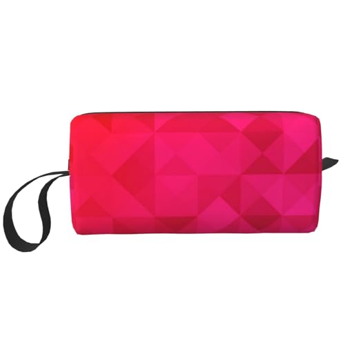 Fuchsia-Dreieck geometrisch, Make-up-Tasche, Kosmetiktasche, tragbare Reise-Kulturtasche, Make-up-Tasche, Organizer von NIHAPUDW