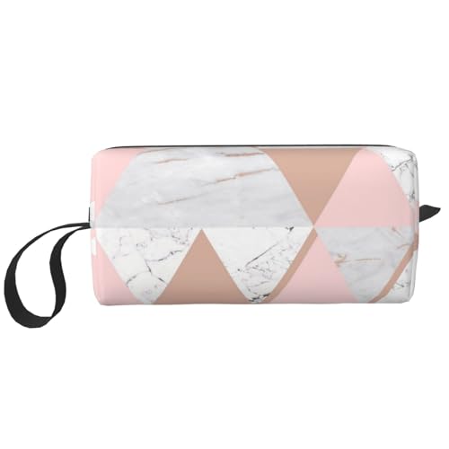 Grauer und rosa Roségold-Marmordiamant, Make-up-Tasche, Kosmetiktasche, tragbare Reise-Kulturtasche, Make-up-Tasche, Organizer von NIHAPUDW