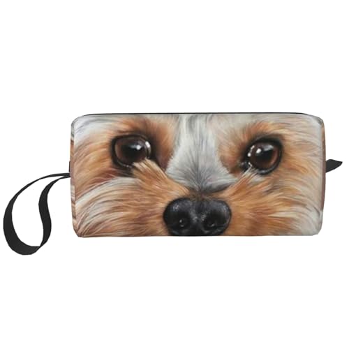 Hund Niedliche Yorkshire Terrier Teetasse, Make-up-Tasche, Kosmetiktasche, tragbare Reise-Kulturtasche, Make-up-Tasche, Organizer von NIHAPUDW